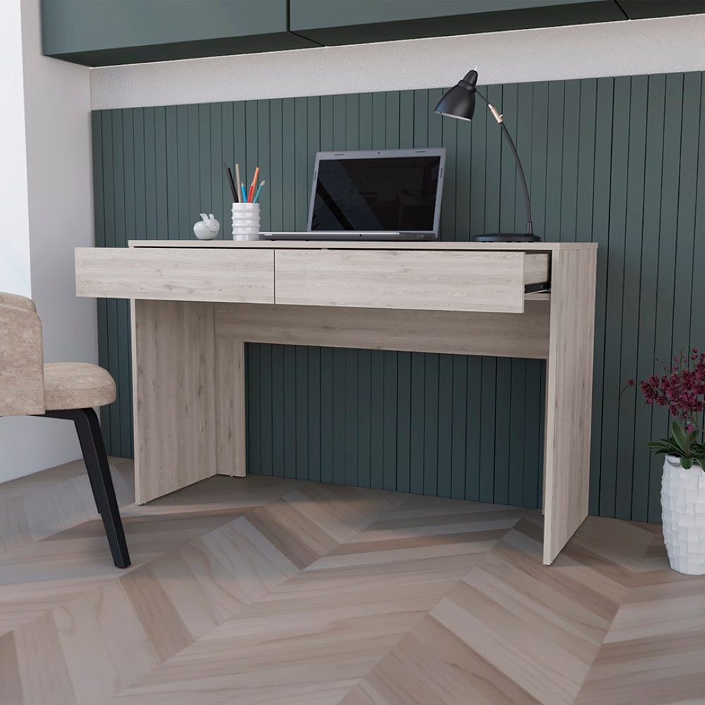 English Elm Computer Desk Aberdeen Two Handleless Drawers Modern Home Office Writing Surface B092123153