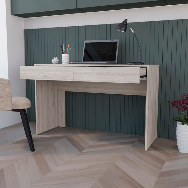 English Elm Computer Desk Aberdeen Two Handleless Drawers Modern Home Office Writing Surface B092123153
