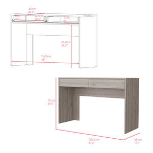 English Elm Computer Desk Aberdeen Two Handleless Drawers Modern Home Office Writing Surface B092123153