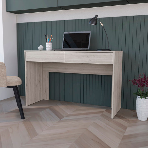 English Elm Computer Desk Aberdeen Two Handleless Drawers Modern Home Office Writing Surface B092123153