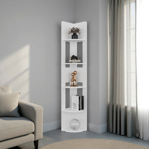 English Elm Iris Five Tier Corner Shelving Unit White Engineered Wood Vertical Storage Tower B092P524505