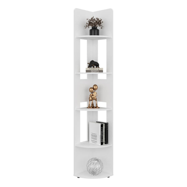 English Elm Iris Five Tier Corner Shelving Unit White Engineered Wood Vertical Storage Tower B092P524505