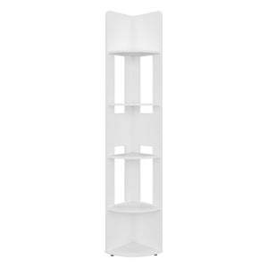 English Elm Iris Five Tier Corner Shelving Unit White Engineered Wood Vertical Storage Tower B092P524505