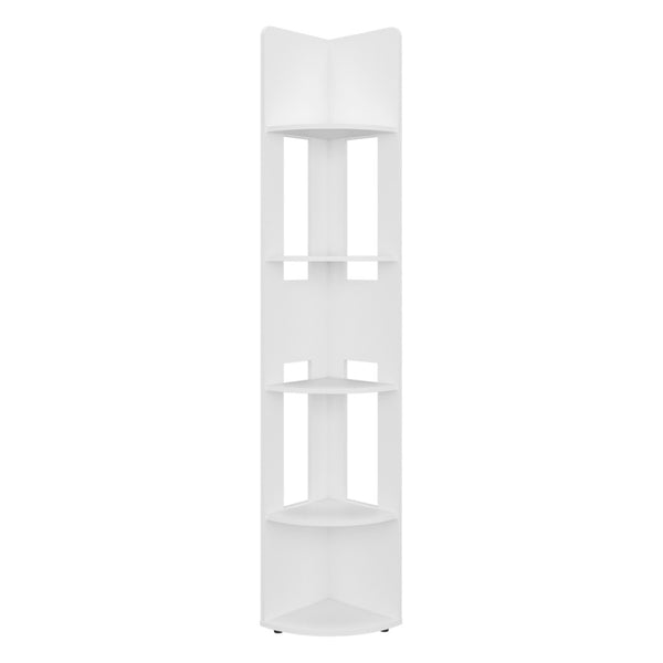 English Elm Iris Five Tier Corner Shelving Unit White Engineered Wood Vertical Storage Tower B092P524505