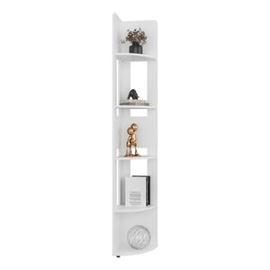 English Elm Iris Five Tier Corner Shelving Unit White Engineered Wood Vertical Storage Tower B092P524505