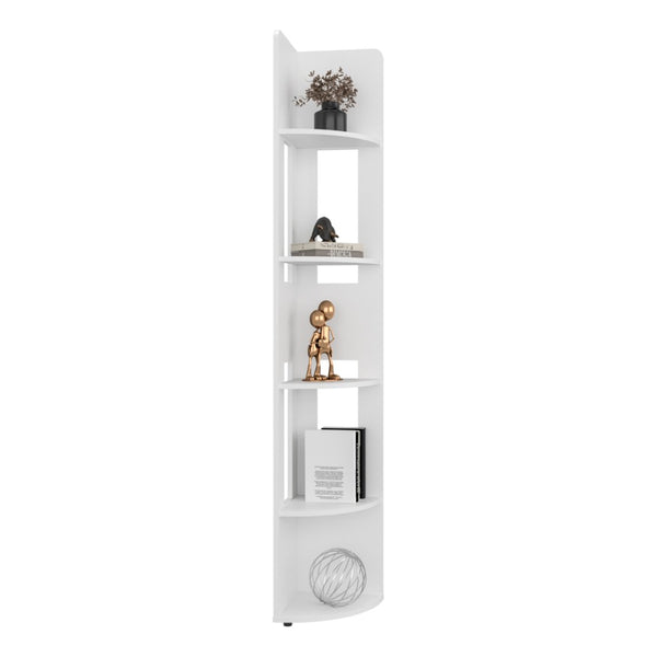 English Elm Iris Five Tier Corner Shelving Unit White Engineered Wood Vertical Storage Tower B092P524505