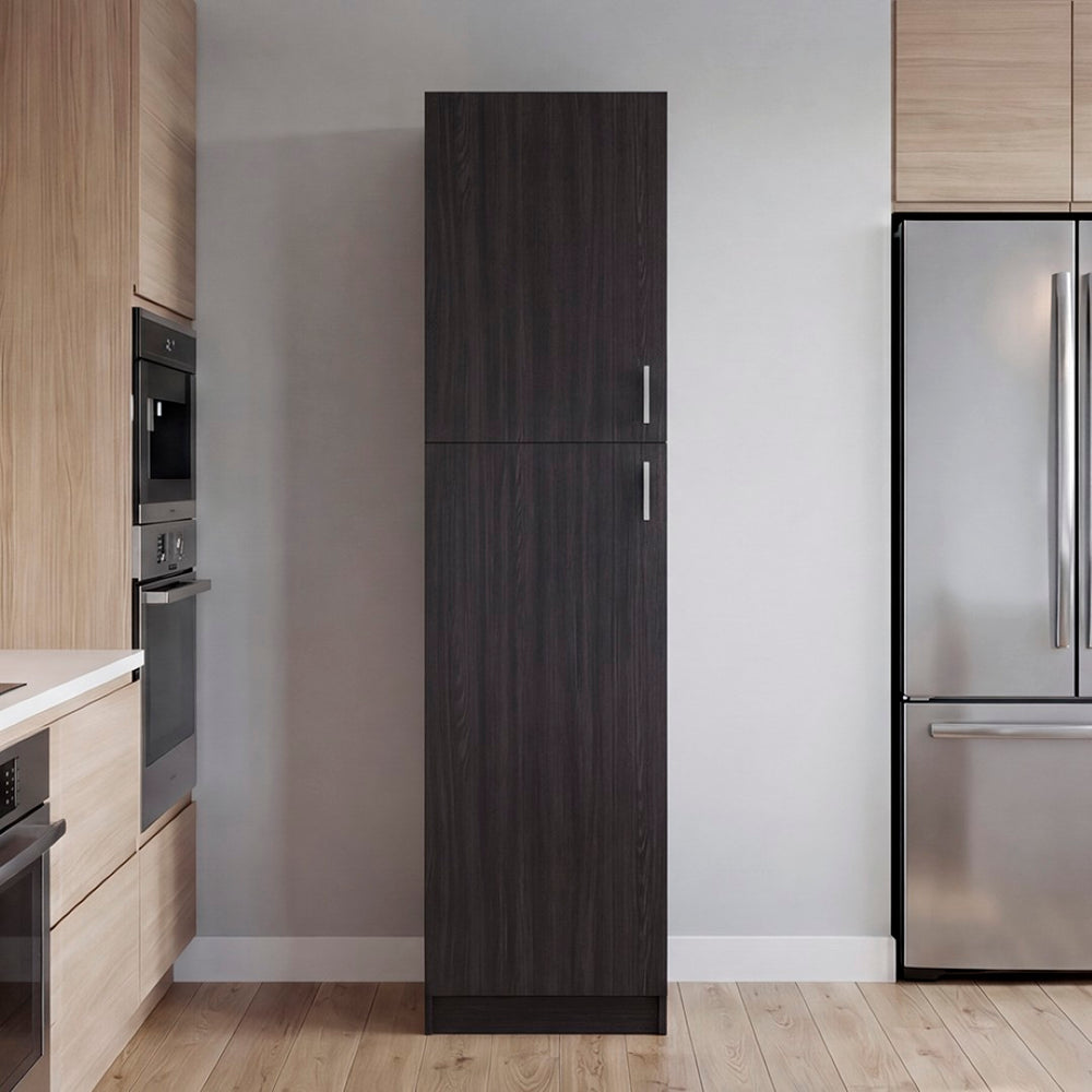 English Elm Core Axis Slim Vertical Pantry Cabinet Dark Brown Open Shelving for Kitchen Office B092P524506