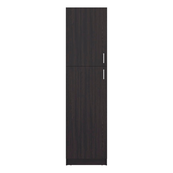 English Elm Core Axis Slim Vertical Pantry Cabinet Dark Brown Open Shelving for Kitchen Office B092P524506