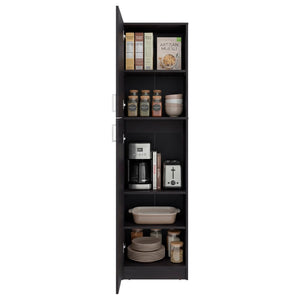 English Elm Core Axis Slim Vertical Pantry Cabinet Dark Brown Open Shelving for Kitchen Office B092P524506
