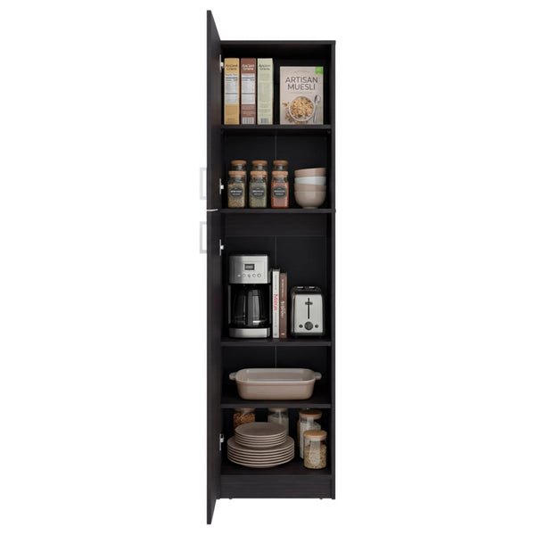 English Elm Core Axis Slim Vertical Pantry Cabinet Dark Brown Open Shelving for Kitchen Office B092P524506