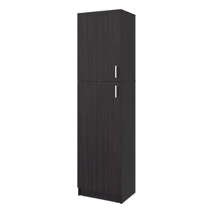English Elm Core Axis Slim Vertical Pantry Cabinet Dark Brown Open Shelving for Kitchen Office B092P524506