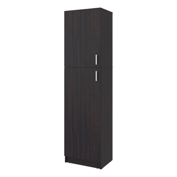 English Elm Core Axis Slim Vertical Pantry Cabinet Dark Brown Open Shelving for Kitchen Office B092P524506