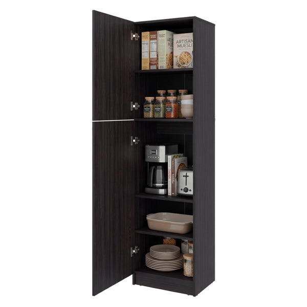 English Elm Core Axis Slim Vertical Pantry Cabinet Dark Brown Open Shelving for Kitchen Office B092P524506