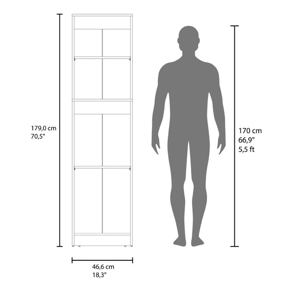 English Elm Core Axis Slim Vertical Pantry Cabinet Dark Brown Open Shelving for Kitchen Office B092P524506