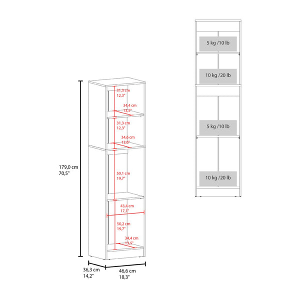 English Elm Core Axis Slim Vertical Pantry Cabinet Dark Brown Open Shelving for Kitchen Office B092P524506