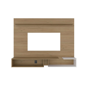 English Elm Aurevon Velar Wall Mounted Floating Entertainment Panel with Open and Closed Storage Beige B092P524507