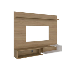 English Elm Aurevon Velar Wall Mounted Floating Entertainment Panel with Open and Closed Storage Beige B092P524507