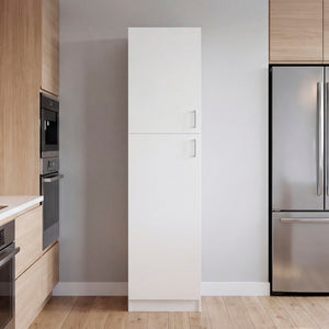 English Elm Core Norwick Slim Tall Pantry Cabinet White Engineered Wood Open Shelf Organizer B092P524512