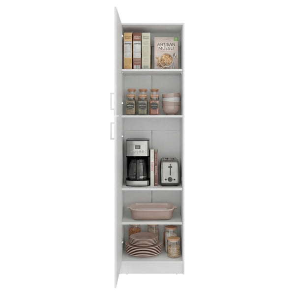English Elm Core Norwick Slim Tall Pantry Cabinet White Engineered Wood Open Shelf Organizer B092P524512