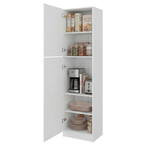 English Elm Core Norwick Slim Tall Pantry Cabinet White Engineered Wood Open Shelf Organizer B092P524512
