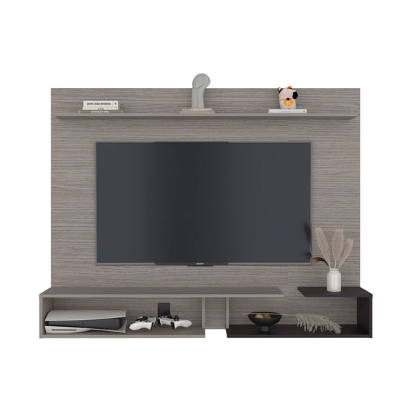 English Elm Aurevon Velar Wall Mounted Floating Entertainment Panel with Open and Closed Storage Grey B092P524514