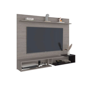 English Elm Aurevon Velar Wall Mounted Floating Entertainment Panel with Open and Closed Storage Grey B092P524514