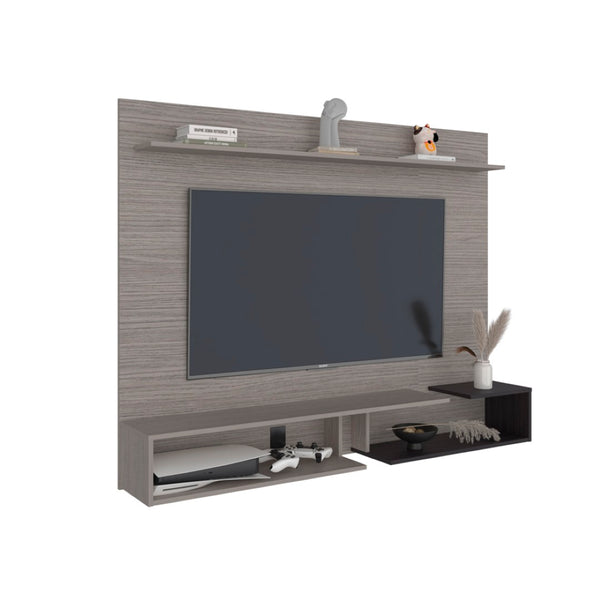 English Elm Aurevon Velar Wall Mounted Floating Entertainment Panel with Open and Closed Storage Grey B092P524514