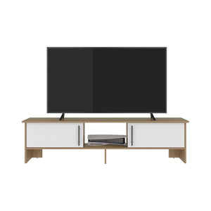 English Elm Noe Velmora Low Profile Beige Entertainment Console with Open Shelving for Living Rooms B092P524515
