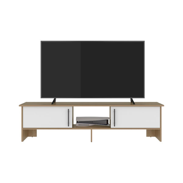 English Elm Noe Velmora Low Profile Beige Entertainment Console with Open Shelving for Living Rooms B092P524515