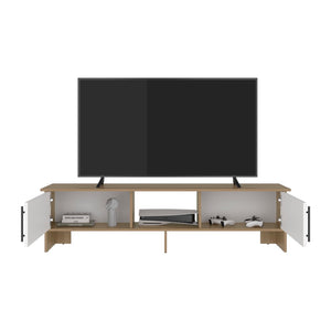 English Elm Noe Velmora Low Profile Beige Entertainment Console with Open Shelving for Living Rooms B092P524515