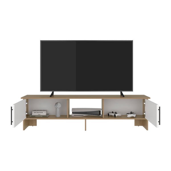English Elm Noe Velmora Low Profile Beige Entertainment Console with Open Shelving for Living Rooms B092P524515