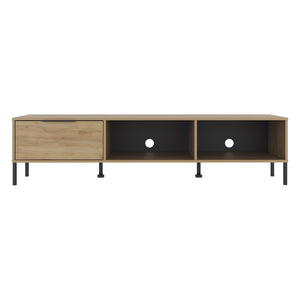 English Elm Caleric Wide Low Profile Media Console with Open Closed Storage for Minimalist Living Rooms B092P533593