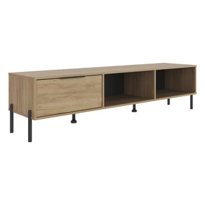 English Elm Caleric Wide Low Profile Media Console with Open Closed Storage for Minimalist Living Rooms B092P533593