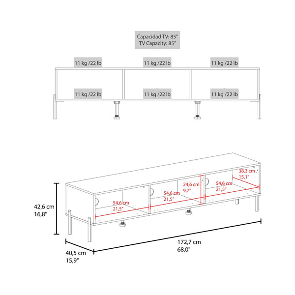 English Elm Caleric Wide Low Profile Media Console with Open Closed Storage for Minimalist Living Rooms B092P533593