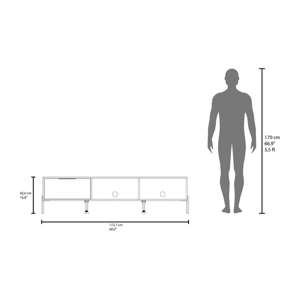 English Elm Caleric Wide Low Profile Media Console with Open Closed Storage for Minimalist Living Rooms B092P533593