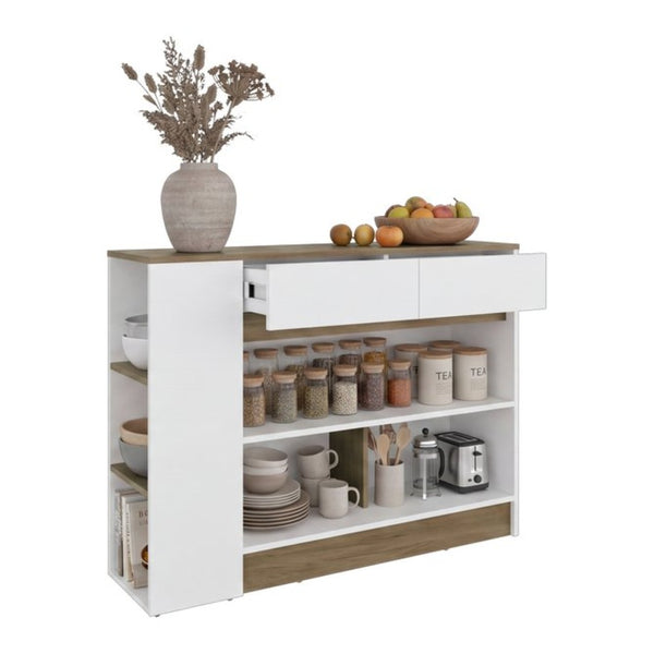 English Elm London Slim White Kitchen Cabinet with Drawers Shelves and Compartments for Small Spaces B092P535600