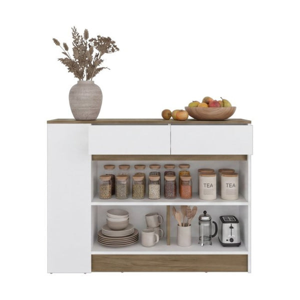 English Elm London Slim White Kitchen Cabinet with Drawers Shelves and Compartments for Small Spaces B092P535600