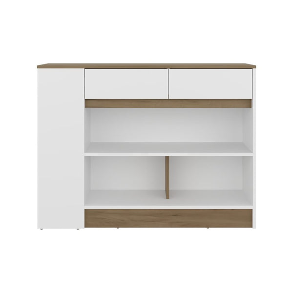 English Elm London Slim White Kitchen Cabinet with Drawers Shelves and Compartments for Small Spaces B092P535600