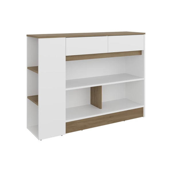 English Elm London Slim White Kitchen Cabinet with Drawers Shelves and Compartments for Small Spaces B092P535600