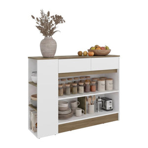 English Elm London Slim White Kitchen Cabinet with Drawers Shelves and Compartments for Small Spaces B092P535600