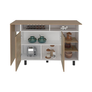 English Elm Korega Modern Kitchen Island with Drawers Open Shelving and Concealed Cabinet Storage B092P538926