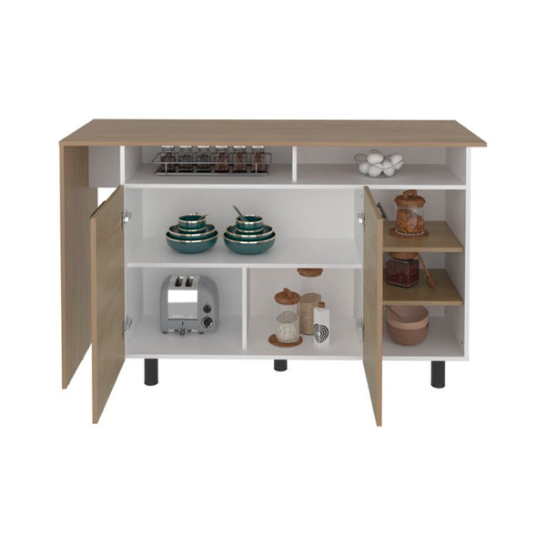 English Elm Korega Modern Kitchen Island with Drawers Open Shelving and Concealed Cabinet Storage B092P538926