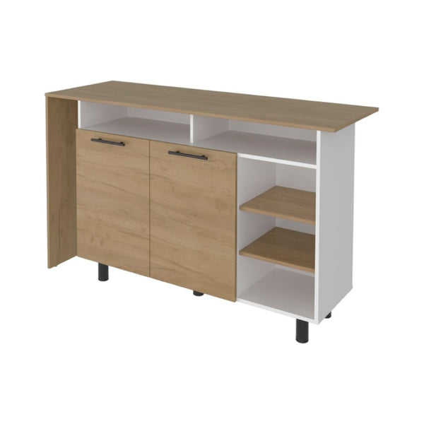 English Elm Korega Modern Kitchen Island with Drawers Open Shelving and Concealed Cabinet Storage B092P538926