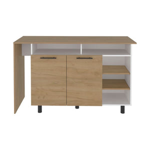 English Elm Korega Modern Kitchen Island with Drawers Open Shelving and Concealed Cabinet Storage B092P538926