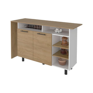 English Elm Korega Modern Kitchen Island with Drawers Open Shelving and Concealed Cabinet Storage B092P538926