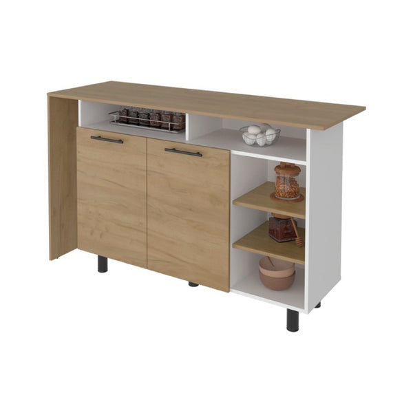 English Elm Korega Modern Kitchen Island with Drawers Open Shelving and Concealed Cabinet Storage B092P538926
