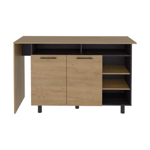 English Elm Korega 59 Inch Kitchen Island with Open Shelves Cabinets and Drawers for Modern Kitchens B092P538927