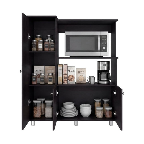 English Elm Opulence Dark Brown Open Shelf Pantry Cabinet Slim Tower for Modern Kitchen Storage B092P538941
