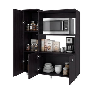 English Elm Opulence Dark Brown Open Shelf Pantry Cabinet Slim Tower for Modern Kitchen Storage B092P538941