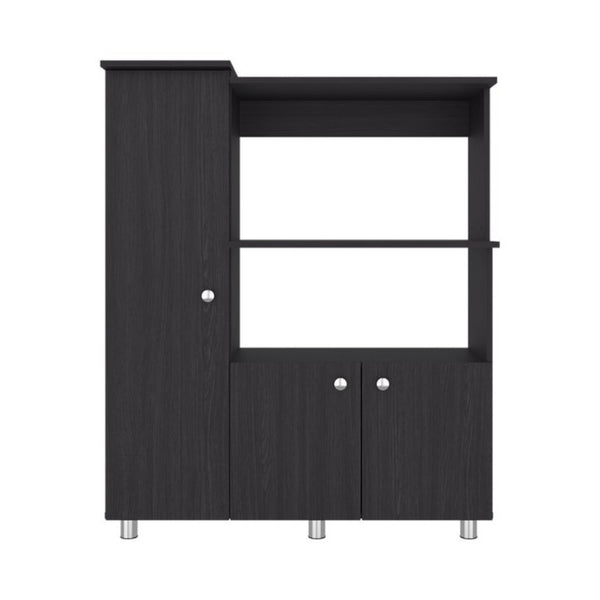 English Elm Opulence Dark Brown Open Shelf Pantry Cabinet Slim Tower for Modern Kitchen Storage B092P538941